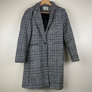 Zara Black and White Plaid Coat